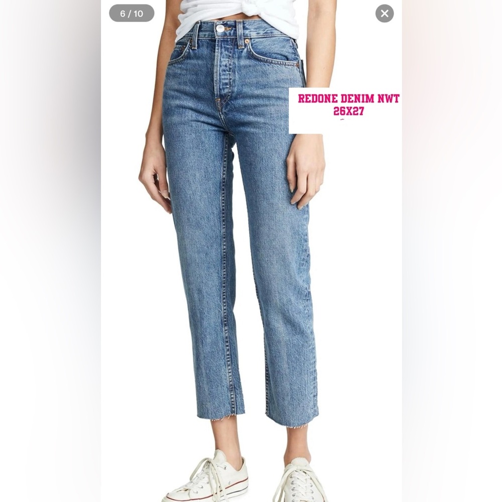 Re/Done Blue Straight Leg Jeans Timeless Style